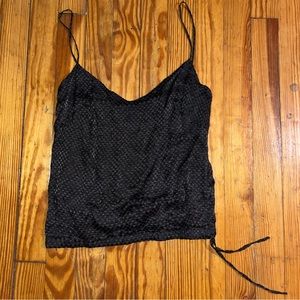 AKRIS brown textured spaghetti strap top slouchy silk blend 6 disco european